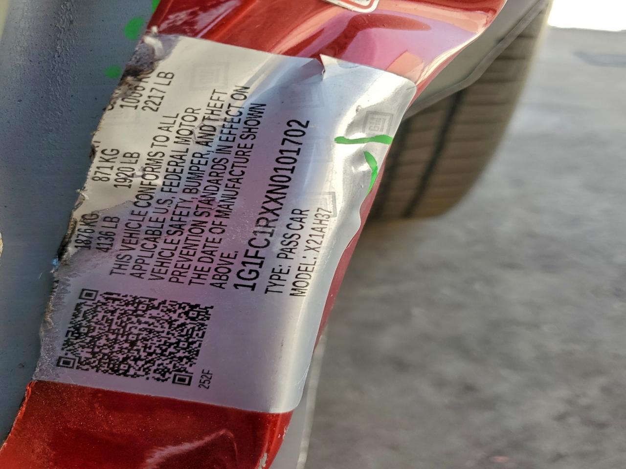 2022 Chevrolet Camaro Lt VIN: 1G1FC1RXXN0101702 Lot: 94682435