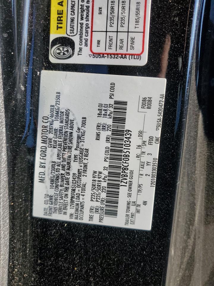 2011 Ford Mustang Gt VIN: 1ZVBP8CF0B5103439 Lot: 91937775