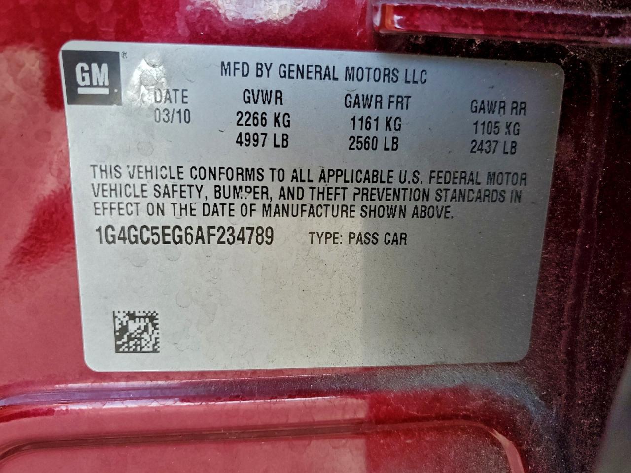 2010 Buick Lacrosse Cxl VIN: 1G4GC5EG6AF234789 Lot: 94138465