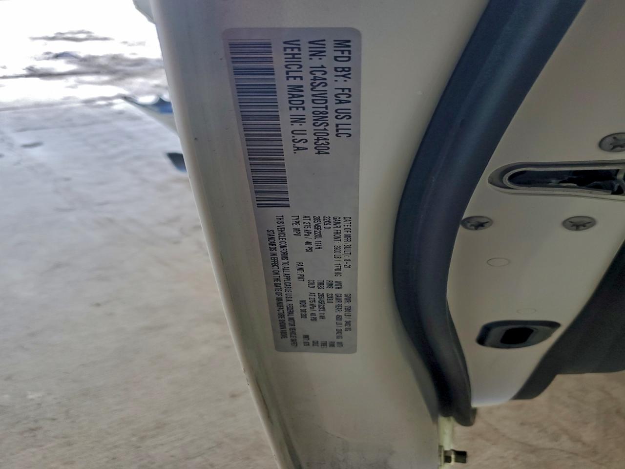 2022 Jeep Wagoneer Series Iii VIN: 1C4SJVDT8NS104304 Lot: 85481865