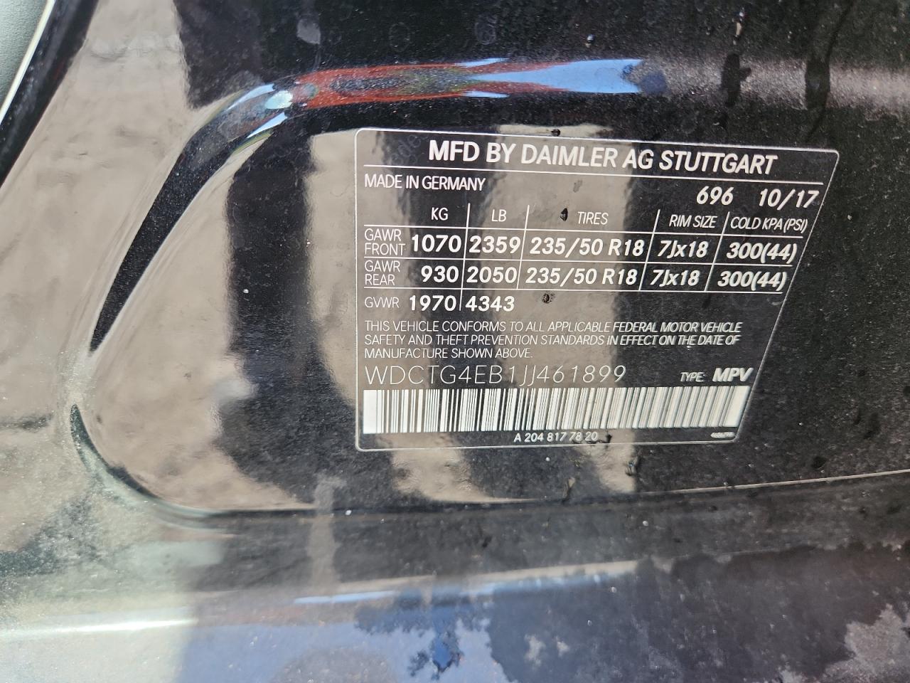 2018 Mercedes-Benz Gla 250 VIN: WDCTG4EB1JJ461899 Lot: 89491125