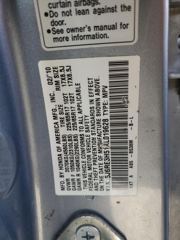 2010 Honda Cr-V Ex VIN: 5J6RE3H51AL019628 Lot: 91419565