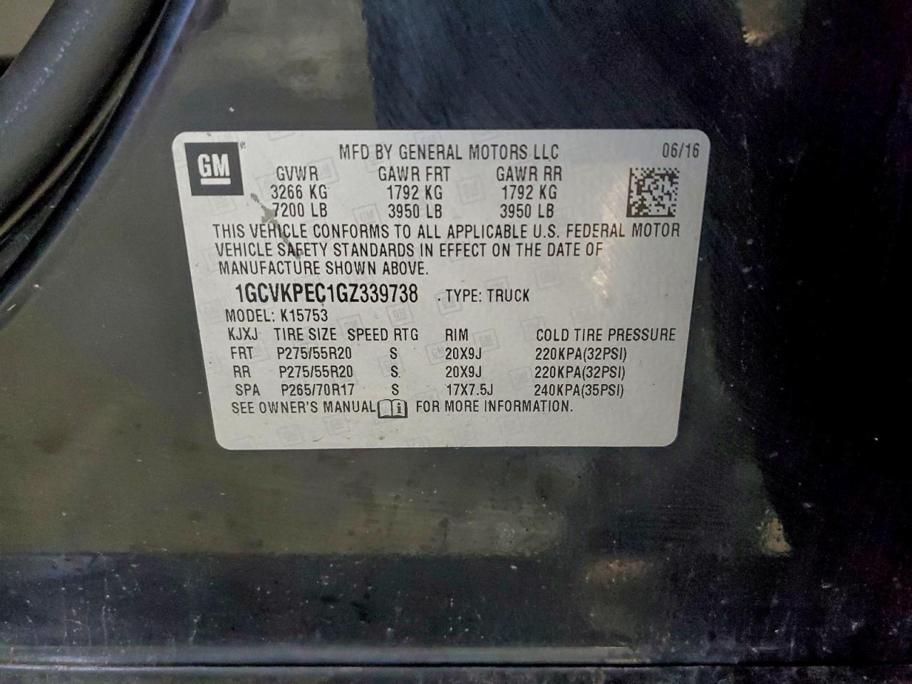 2016 Chevrolet Silverado K1500 Custom VIN: 1GCVKPEC1GZ339738 Lot: 94122925