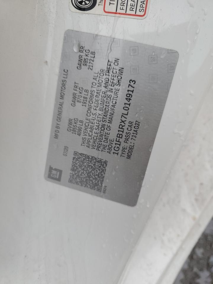 2020 Chevrolet Camaro Ls VIN: 1G1FB1RX7L0149173 Lot: 93462575