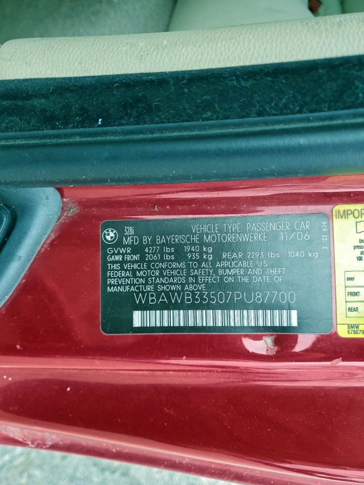 2007 BMW 328 I VIN: WBAWB33507PU87700 Lot: 93520055
