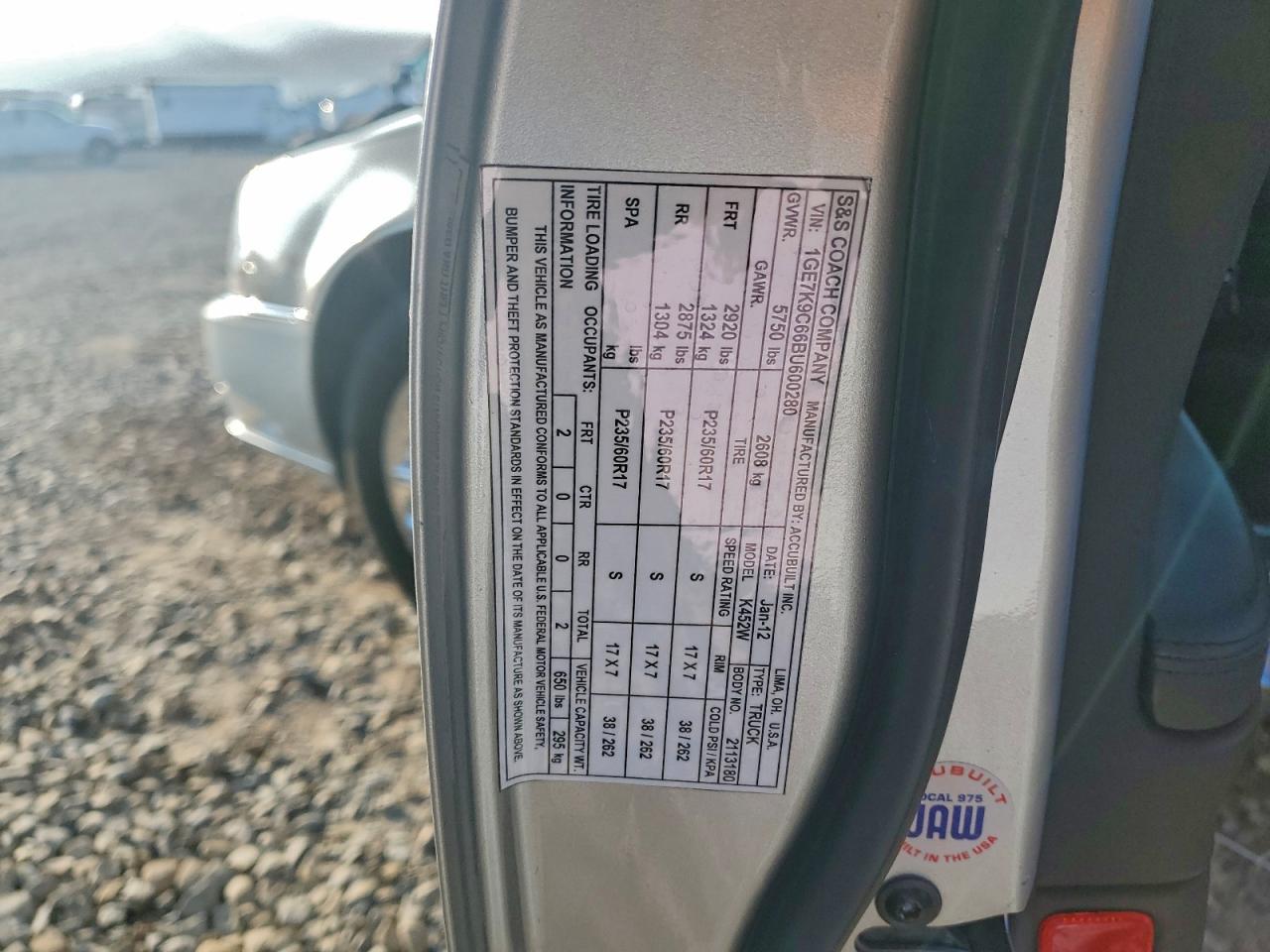 2011 Cadillac Professional Chassis VIN: 1GE7K9C66BU600280 Lot: 93619945