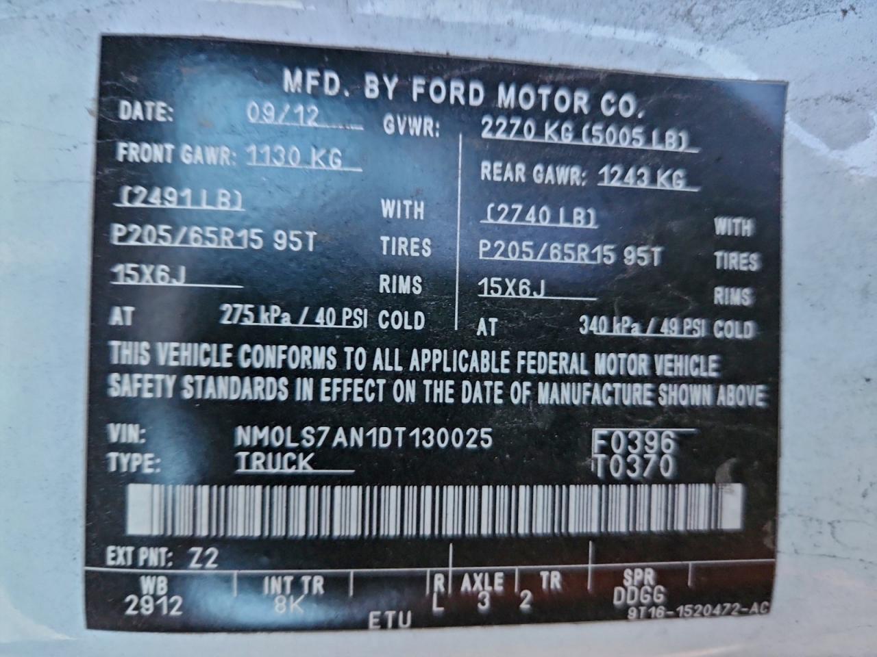 2013 Ford Transit Connect Xl VIN: NM0LS7AN1DT130025 Lot: 94740055