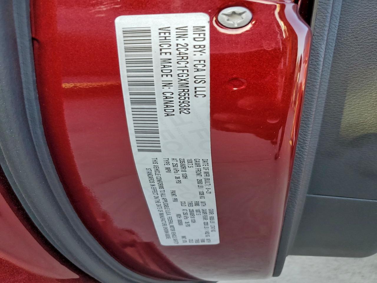 2021 Chrysler Pacifica Touring VIN: 2C4RC1FGXMR559382 Lot: 91876305