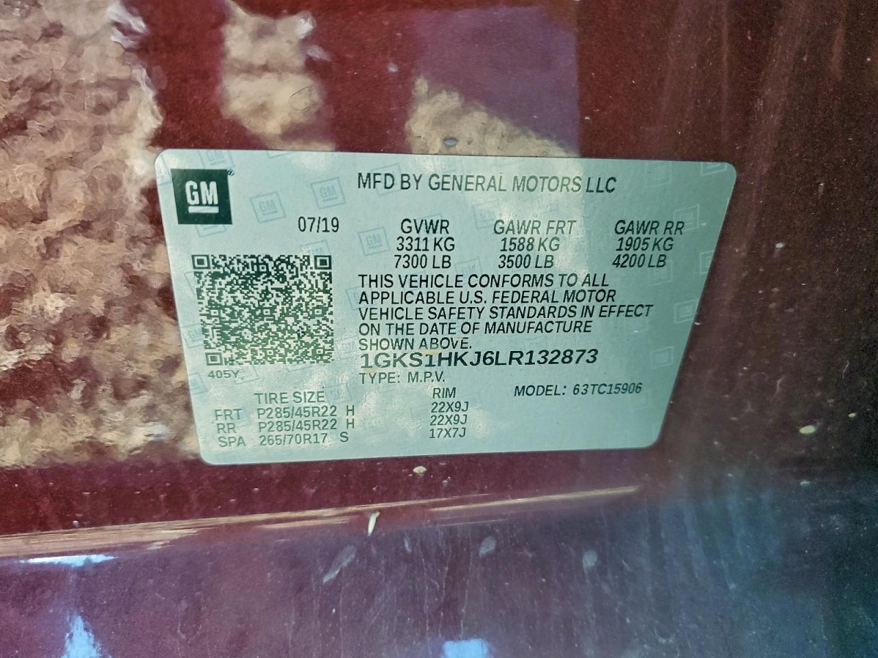 2020 GMC Yukon Xl Denali VIN: 1GKS1HKJ6LR132873 Lot: 93185955