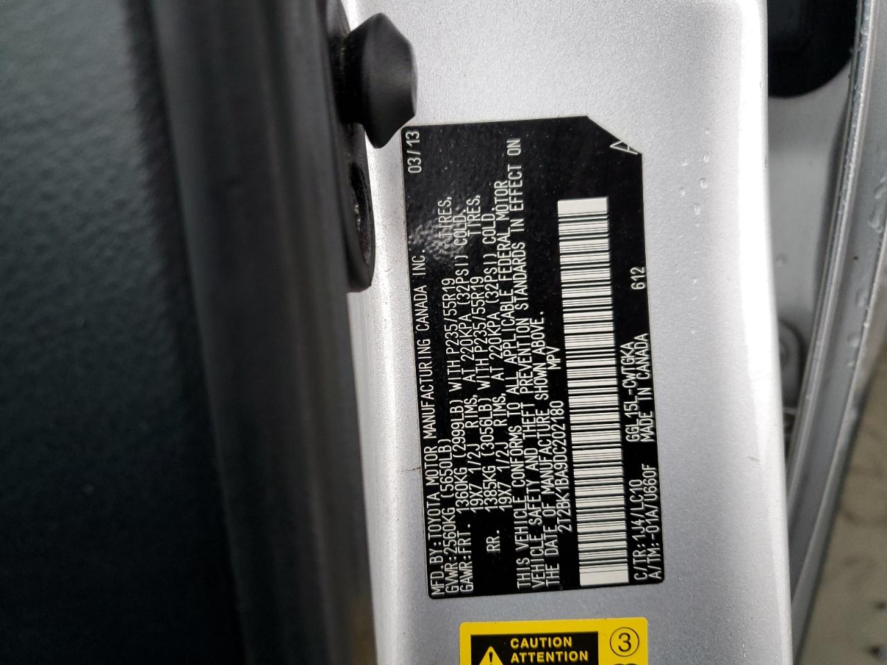 2013 Lexus Rx 350 Base VIN: 2T2BK1BA9DC202180 Lot: 92235055