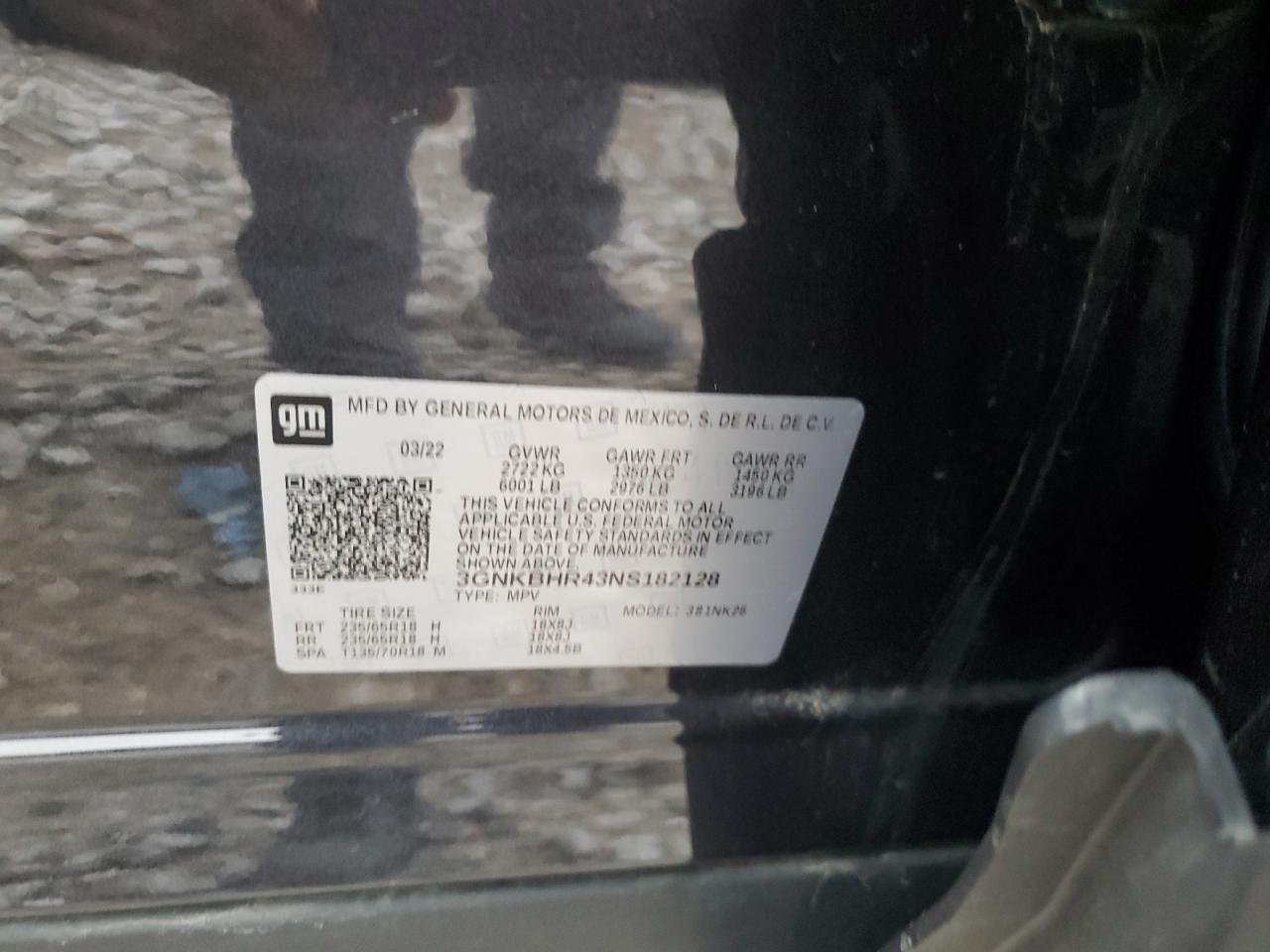 2022 Chevrolet Blazer 2Lt VIN: 3GNKBHR43NS182128 Lot: 90857295