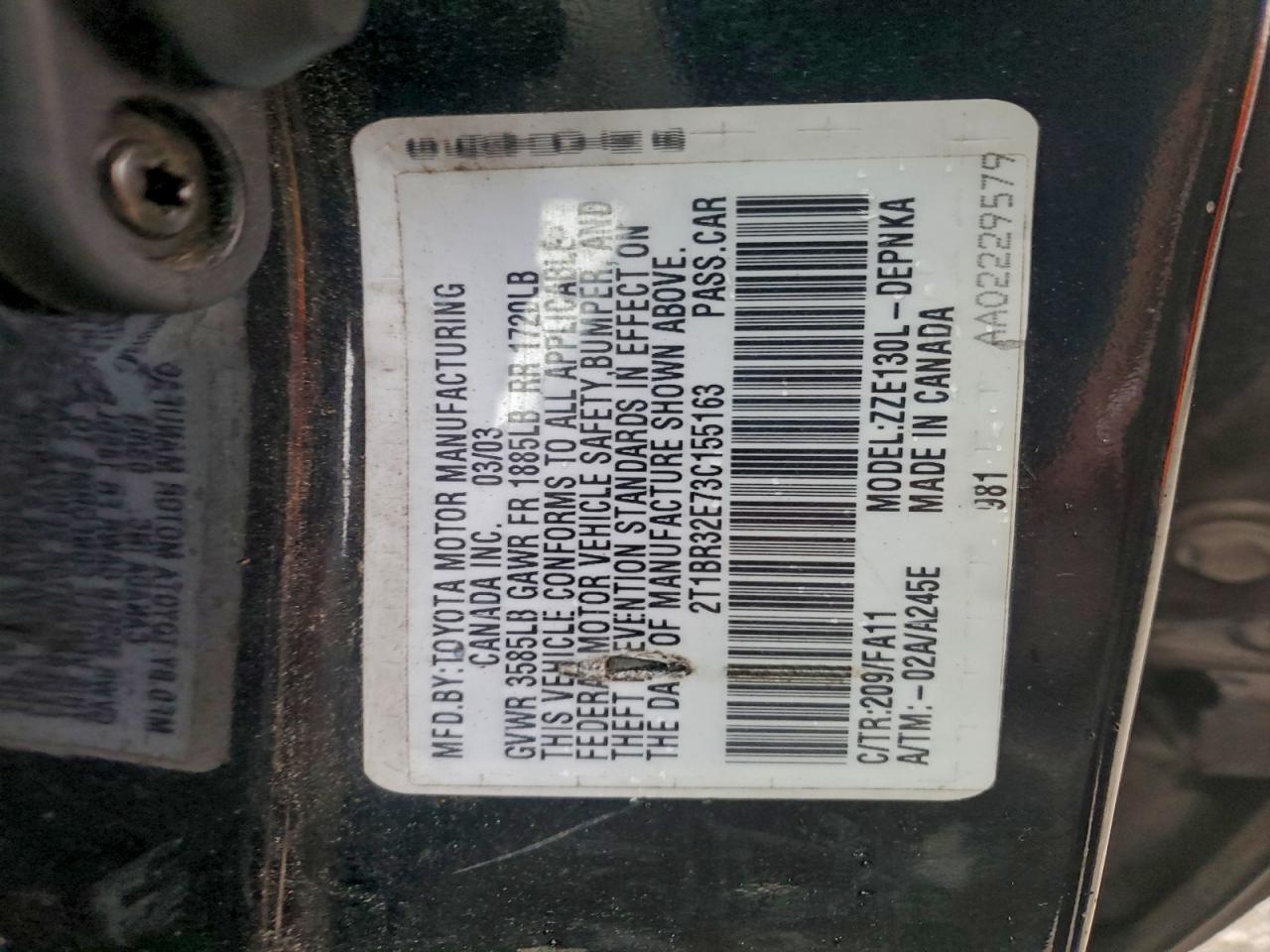 2003 Toyota Corolla Ce VIN: 2T1BR32E73C155163 Lot: 91570075