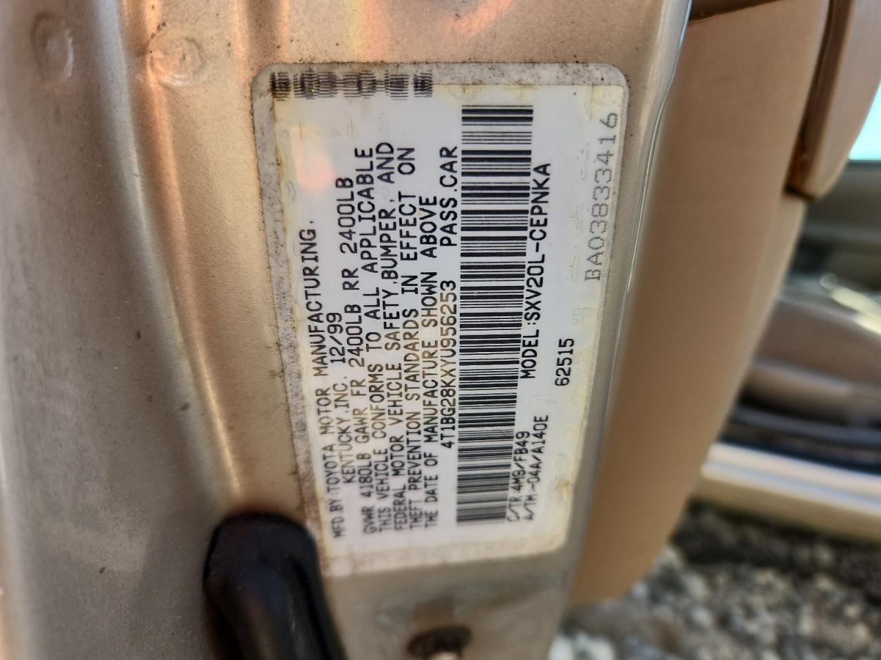 2000 Toyota Camry Ce VIN: 4T1BG28KXYU956253 Lot: 91483795