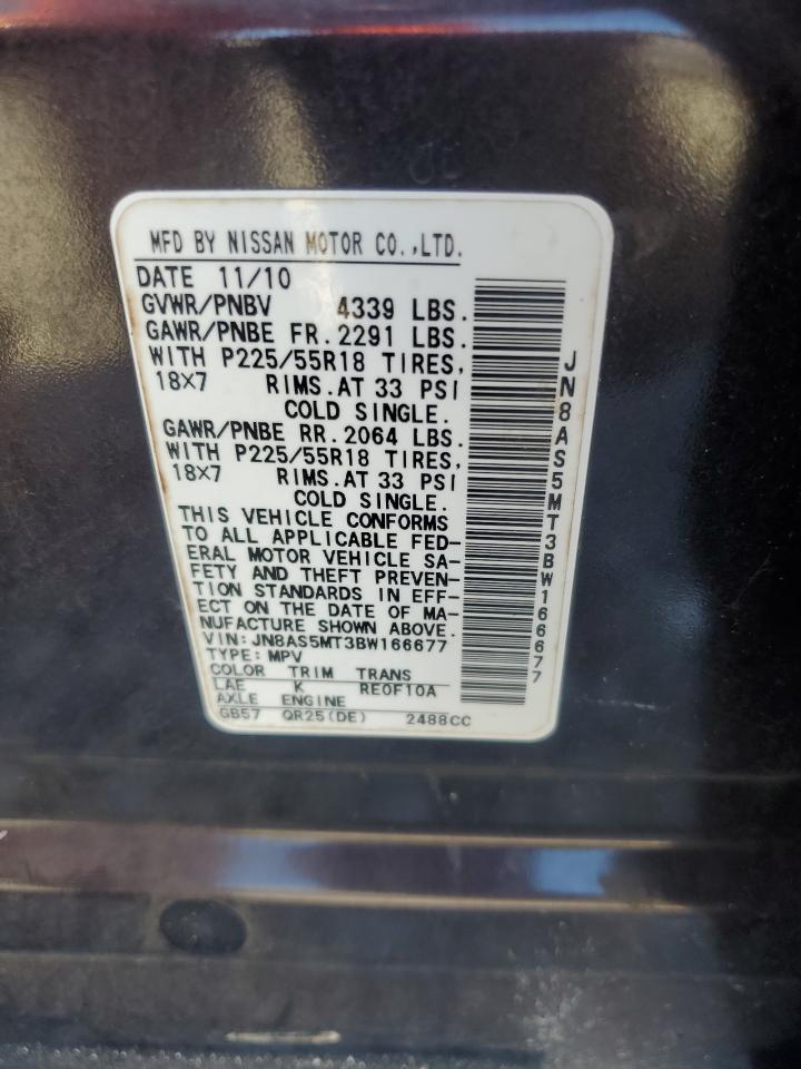 2011 Nissan Rogue S VIN: JN8AS5MT3BW166677 Lot: 93440935