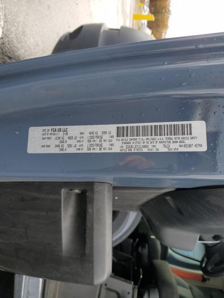 2020 Ram Promaster 3500 Delivery Van VIN: 3C6URVJG7LE140601 Lot: 90248405