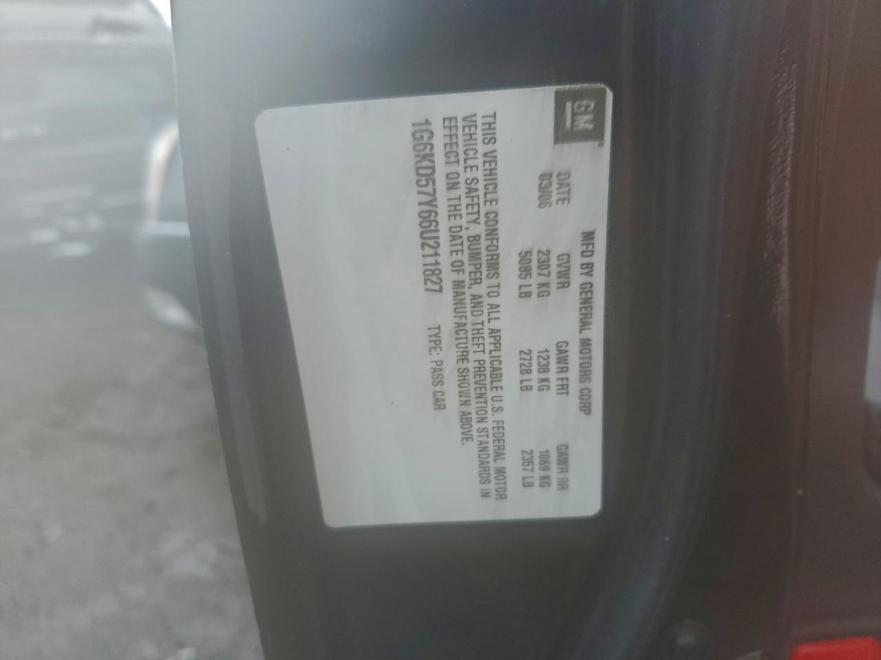 2006 Cadillac Dts VIN: 1G6KD57Y66U211827 Lot: 94405565