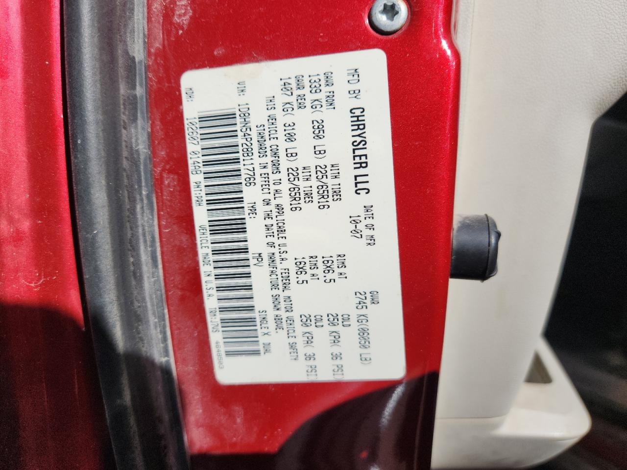 2008 Dodge Grand Caravan Sxt VIN: 1D8HN54P28B117766 Lot: 91101035