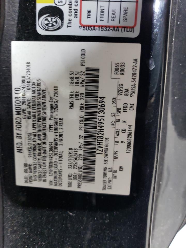 2009 Ford Mustang Gt VIN: 1ZVHT82H495130694 Lot: 92673425