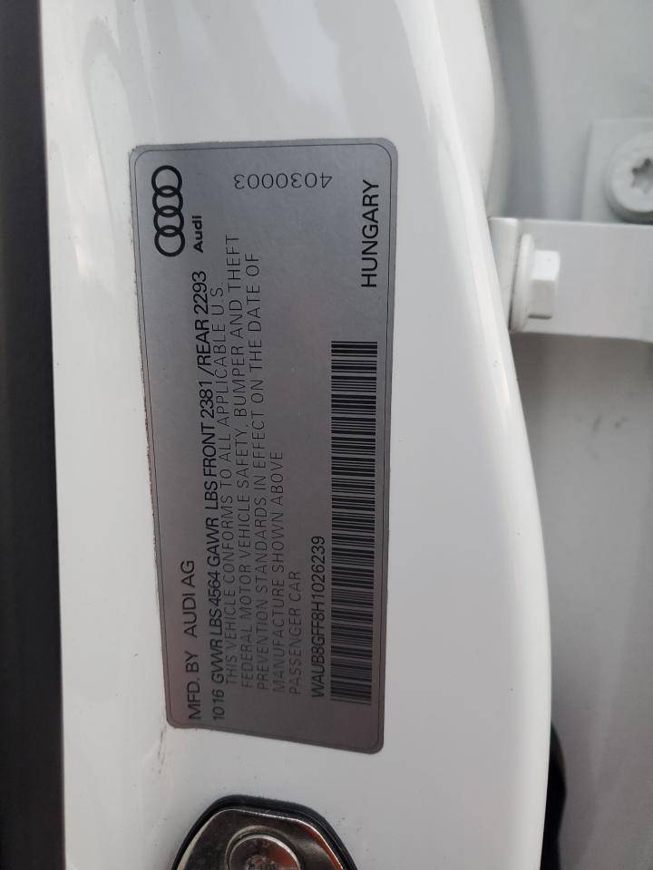 2017 Audi A3 Premium VIN: WAUB8GFF8H1026239 Lot: 92169215