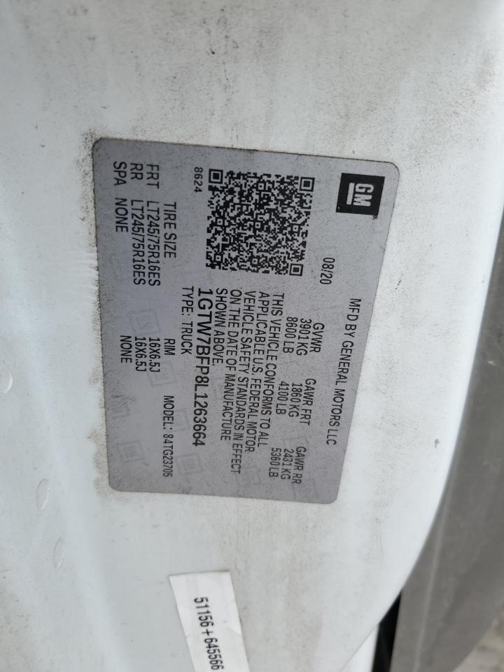 2020 GMC Savana G2500 VIN: 1GTW7BFP8L1263664 Lot: 92193465