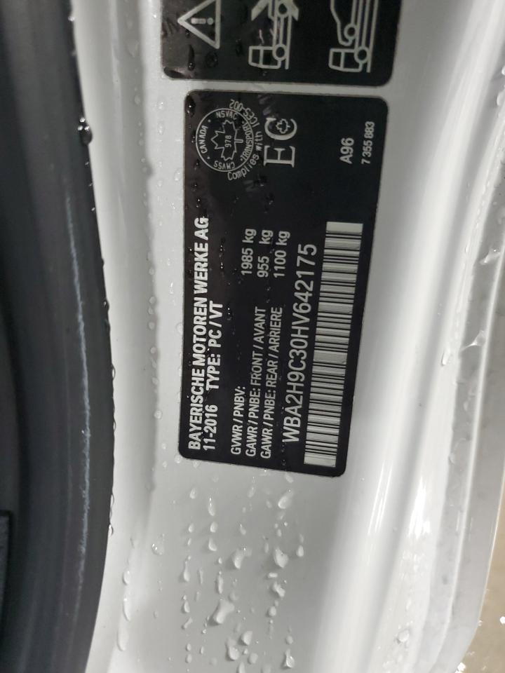 2017 BMW 230Xi VIN: WBA2H9C30HV642175 Lot: 92084925