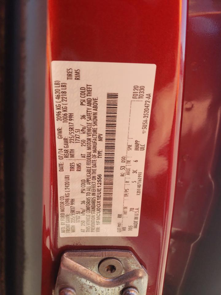 2014 Ford Escape Se VIN: 1FMCU0GX1EUE12556 Lot: 91373915