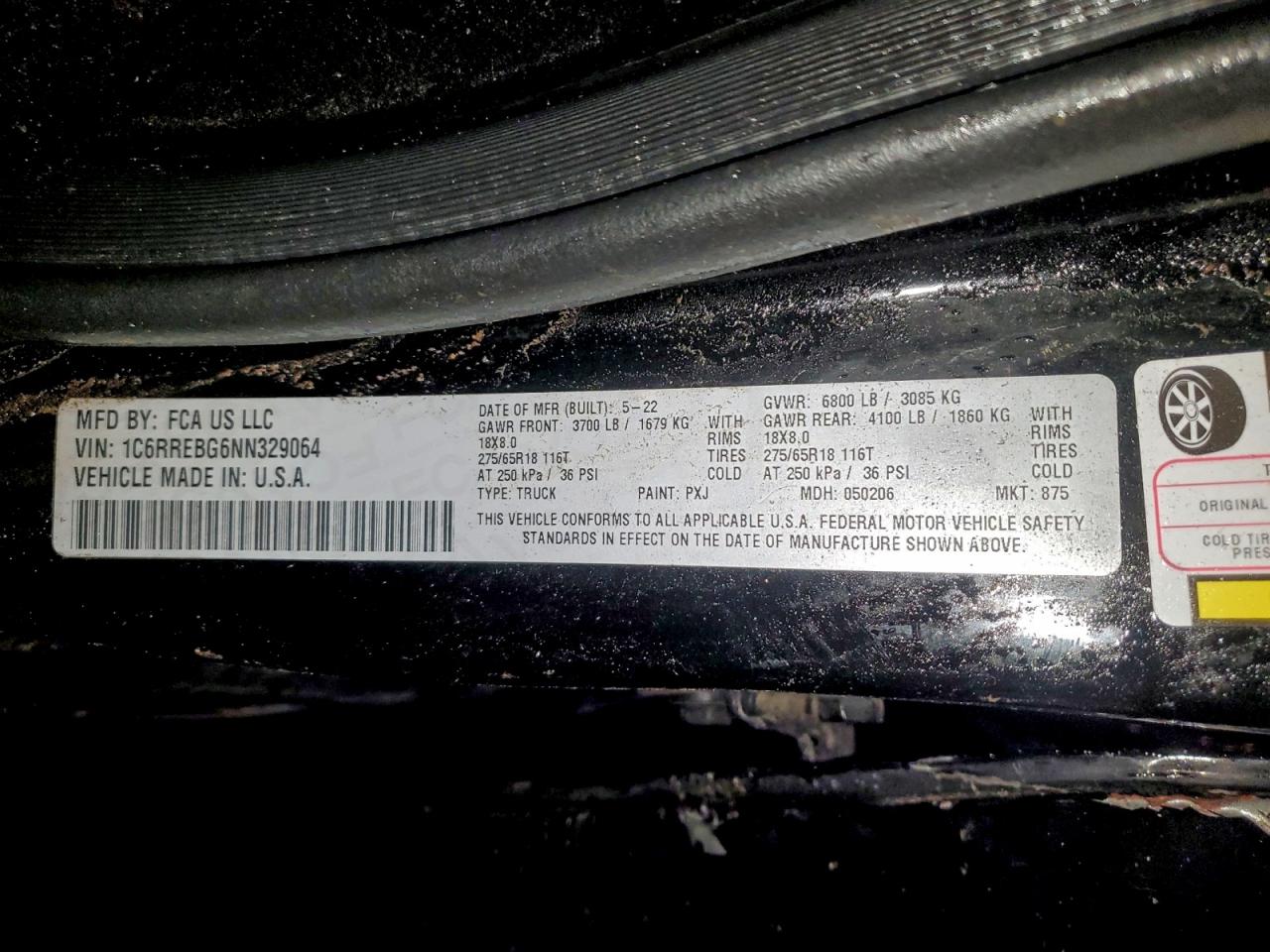 2022 Ram 1500 Big Horn/Lone Star VIN: 1C6RREBG6NN329064 Lot: 94495165