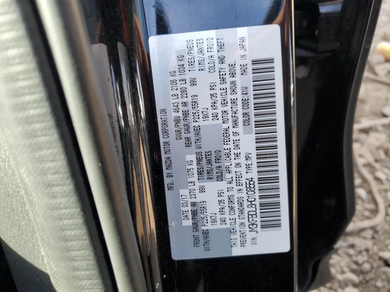 2017 Mazda Cx-5 Grand Touring VIN: JM3KFBDL8H0108554 Lot: 91784815