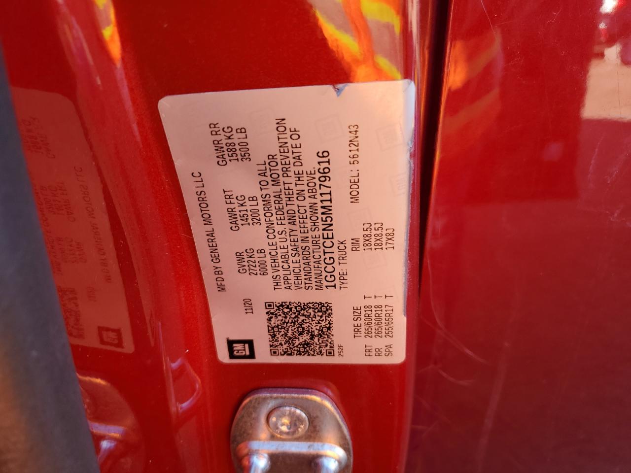 2021 Chevrolet Colorado Lt VIN: 1GCGTCEN5M1179616 Lot: 92358635