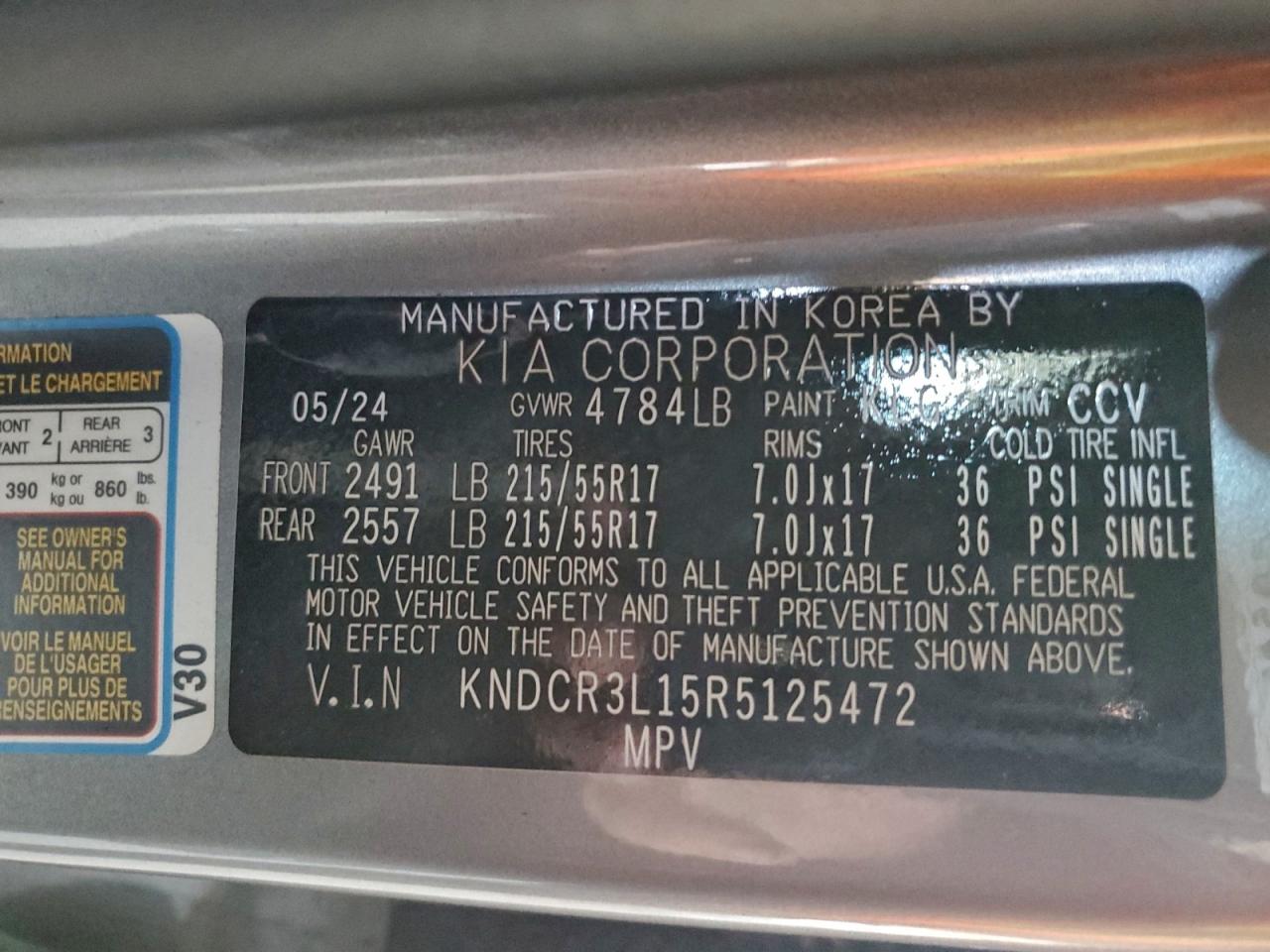 2024 Kia Niro Wind VIN: KNDCR3L15R5125472 Lot: 94250135