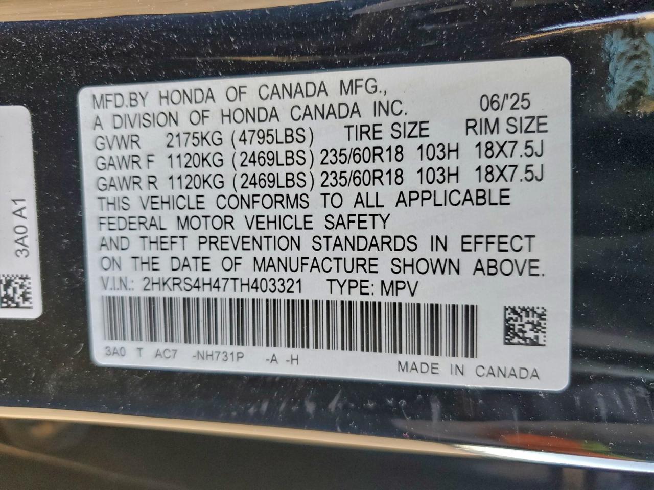 2026 Honda Cr-V Ex VIN: 2HKRS4H47TH403321 Lot: 93887235