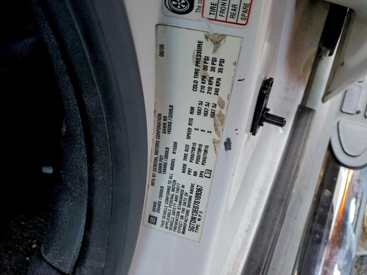 2007 Hummer H3 VIN: 5GTDN13E078109367 Lot: 93422985