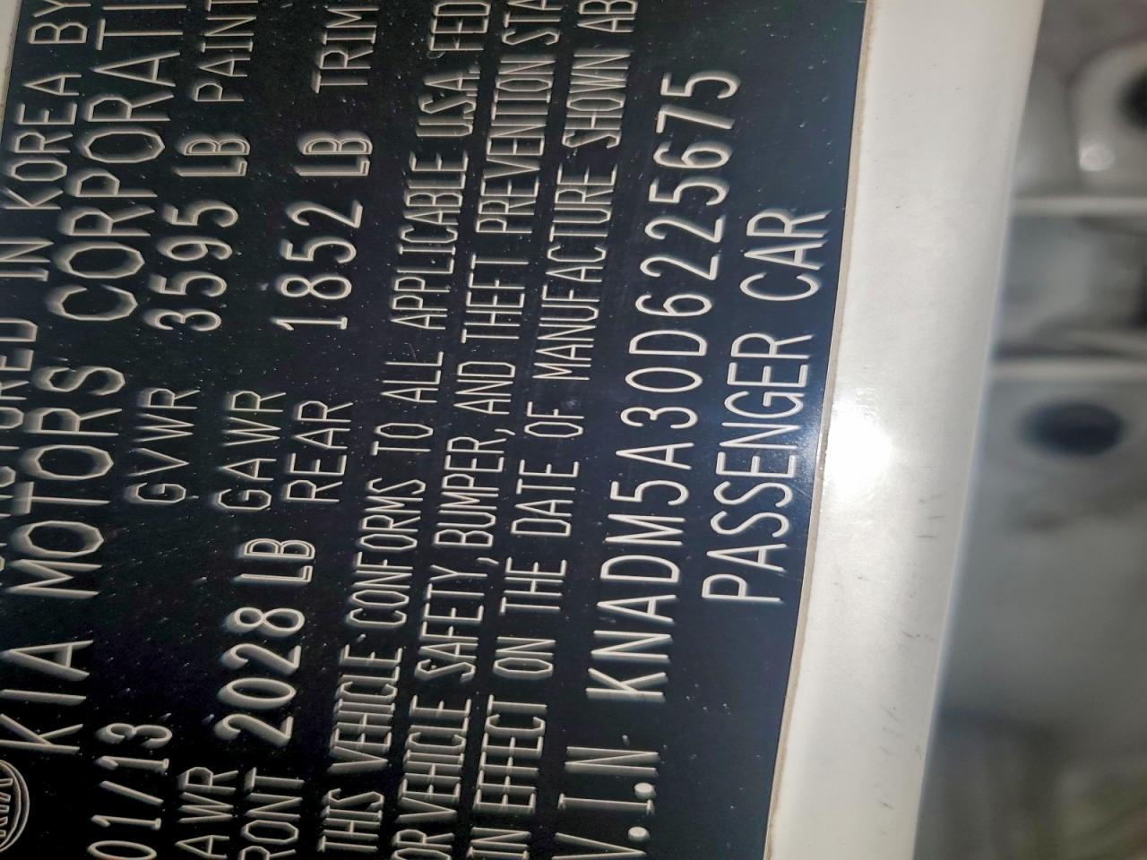 2013 Kia Rio Lx VIN: KNADM5A30D6225675 Lot: 95111695