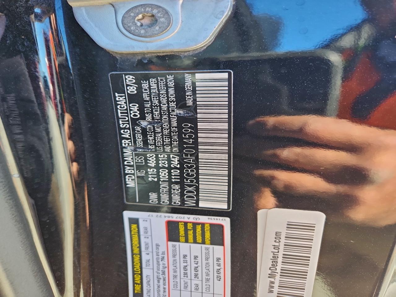 2010 Mercedes-Benz E 350 VIN: WDDKJ5GB3AF014599 Lot: 94334055