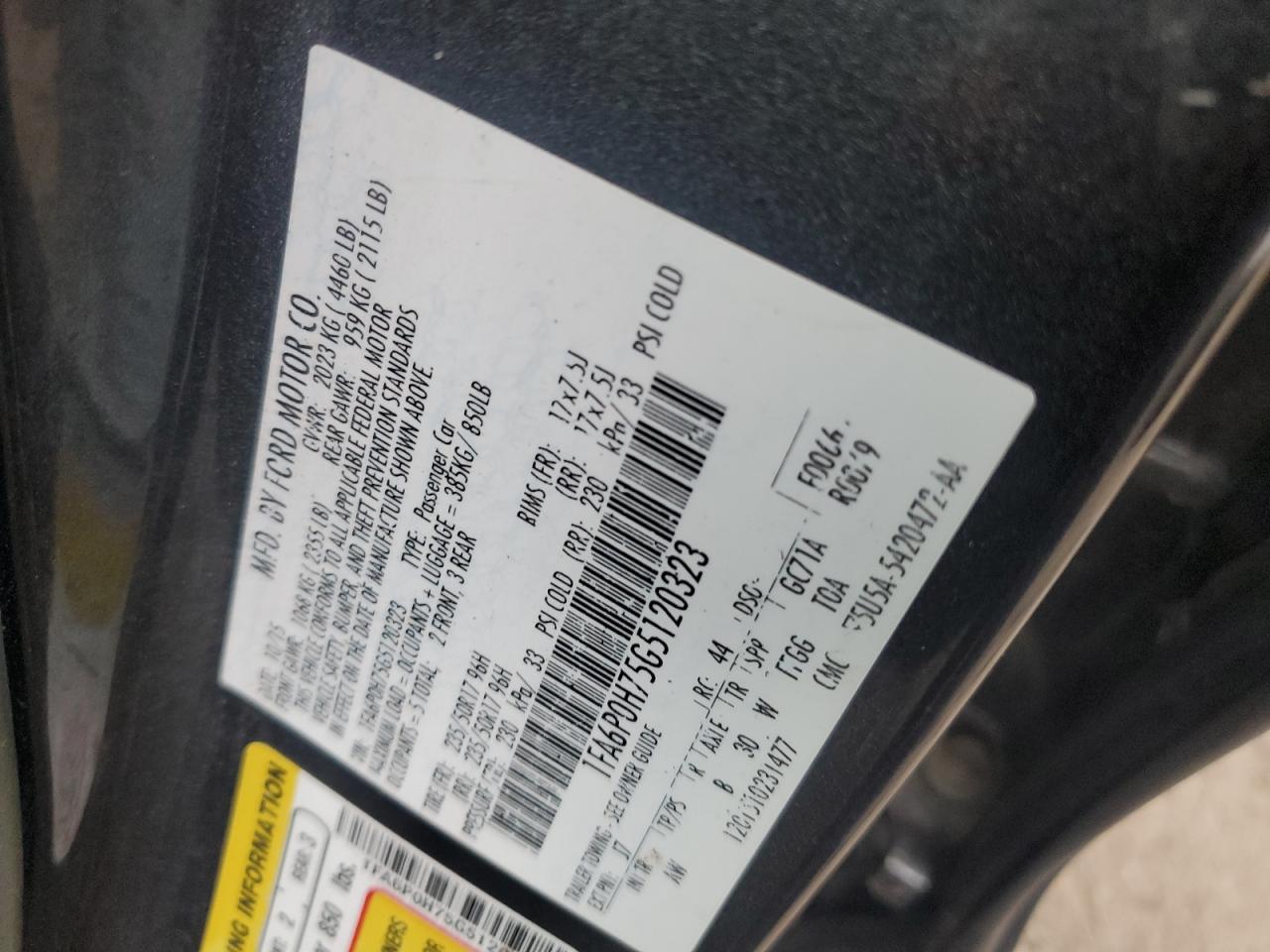 2016 Ford Fusion Se VIN: 1FA6P0H75G5120323 Lot: 93454645