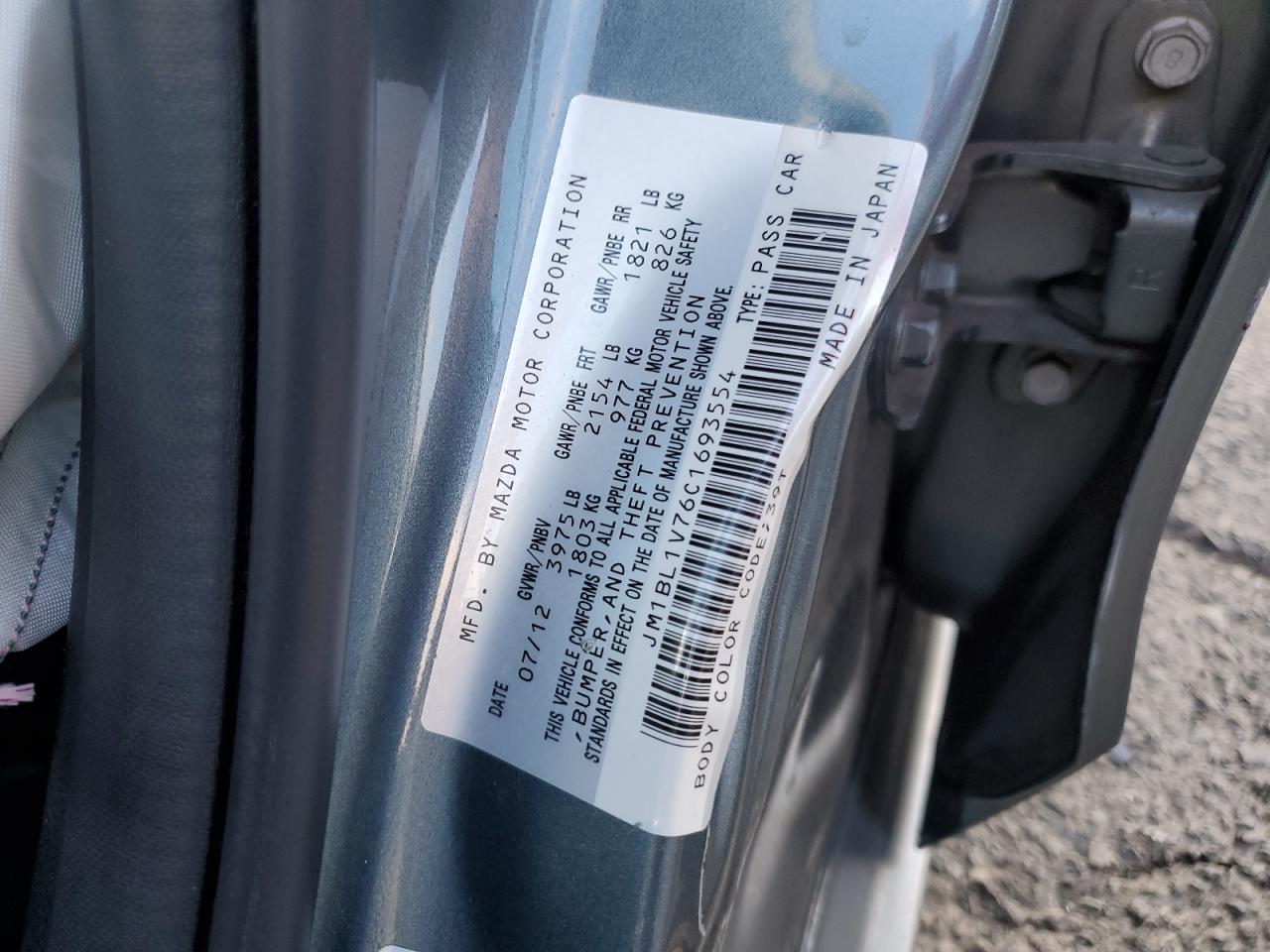 2012 Mazda 3 I VIN: JM1BL1V76C1693554 Lot: 93766815