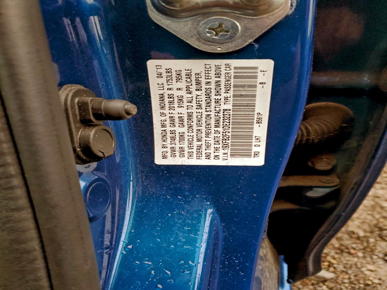 2013 Honda Civic Lx VIN: 19XFB2F51DE232378 Lot: 94733835