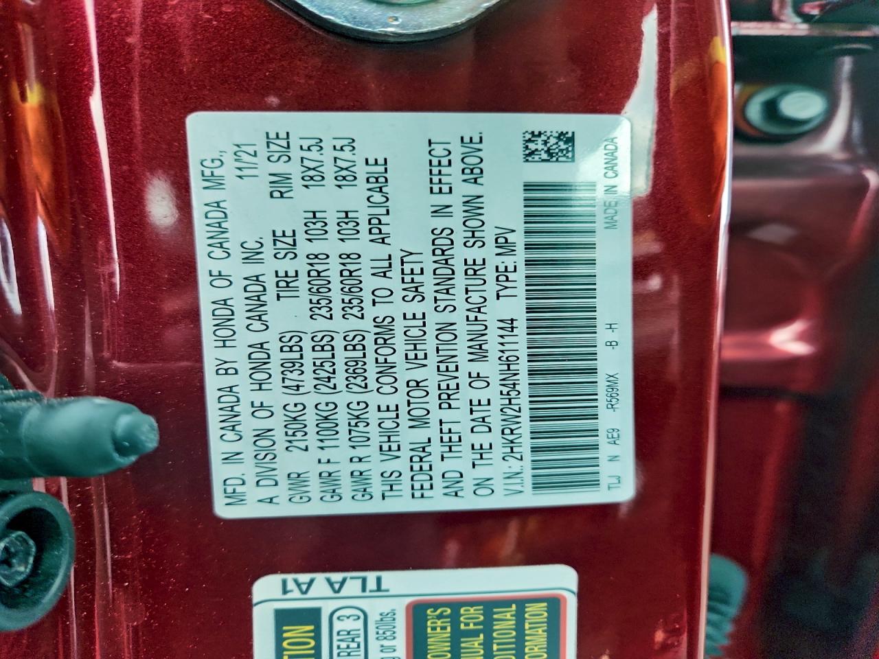 2022 Honda Cr-V Ex VIN: 2HKRW2H54NH611144 Lot: 94347835