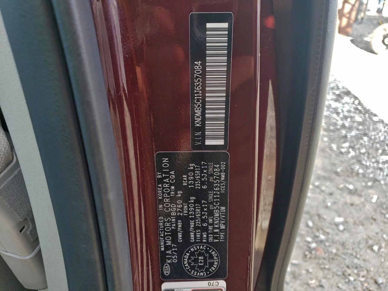 2018 Kia Sedona Lx VIN: KNDMB5C11J6357084 Lot: 94031875