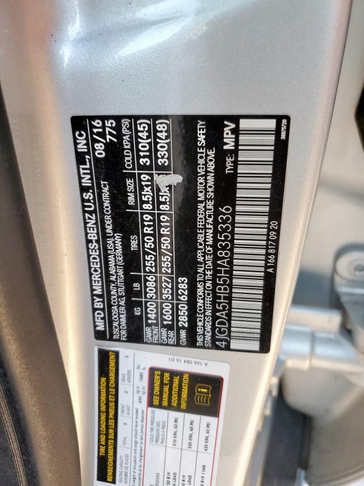 2017 Mercedes-Benz Gle 350 4Matic VIN: 4JGDA5HB5HA835336 Lot: 92467365