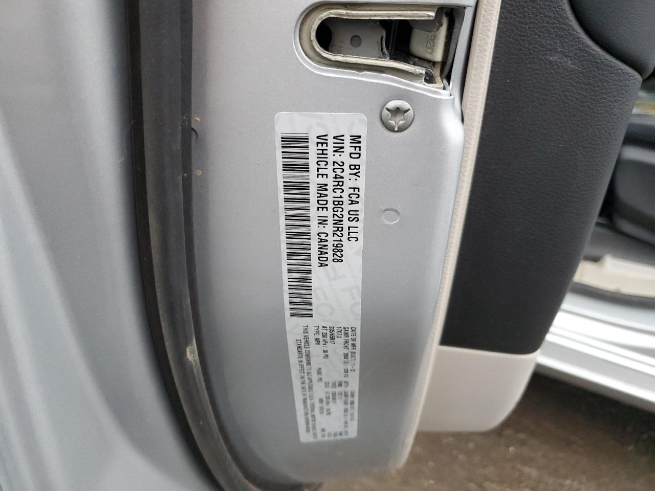 2022 Chrysler Pacifica Touring L VIN: 2C4RC1BG2NR219828 Lot: 93389615