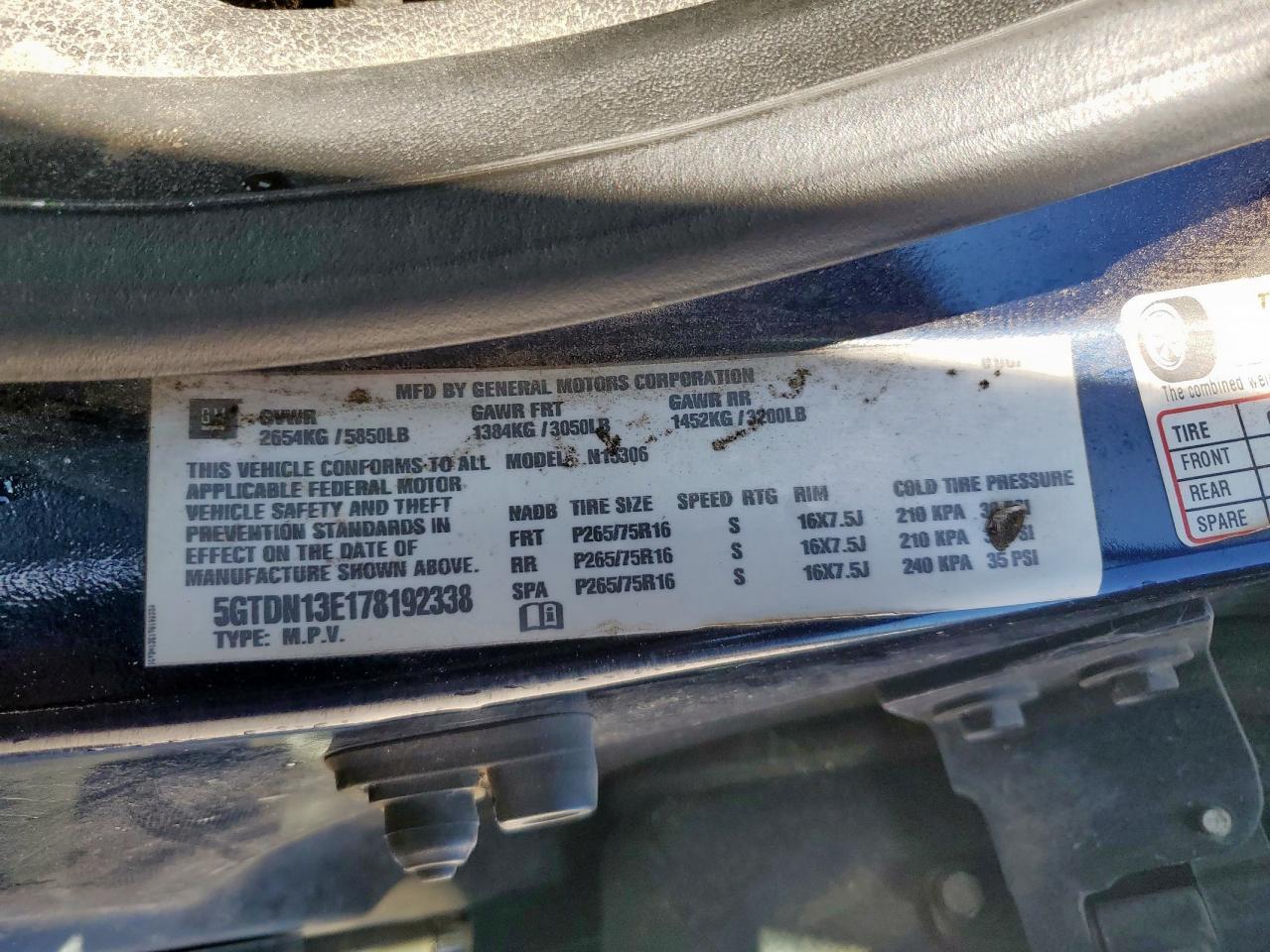 2007 Hummer H3 VIN: 5GTDN13E178192338 Lot: 92198175