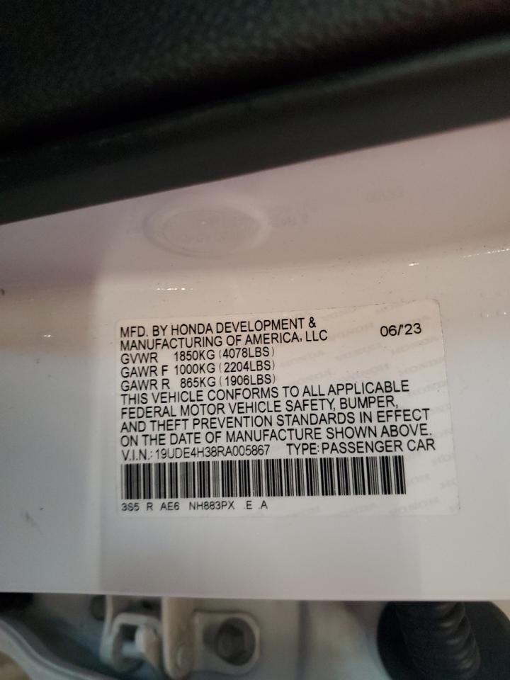 2024 Acura Integra A-Spec VIN: 19UDE4H38RA005867 Lot: 92734335