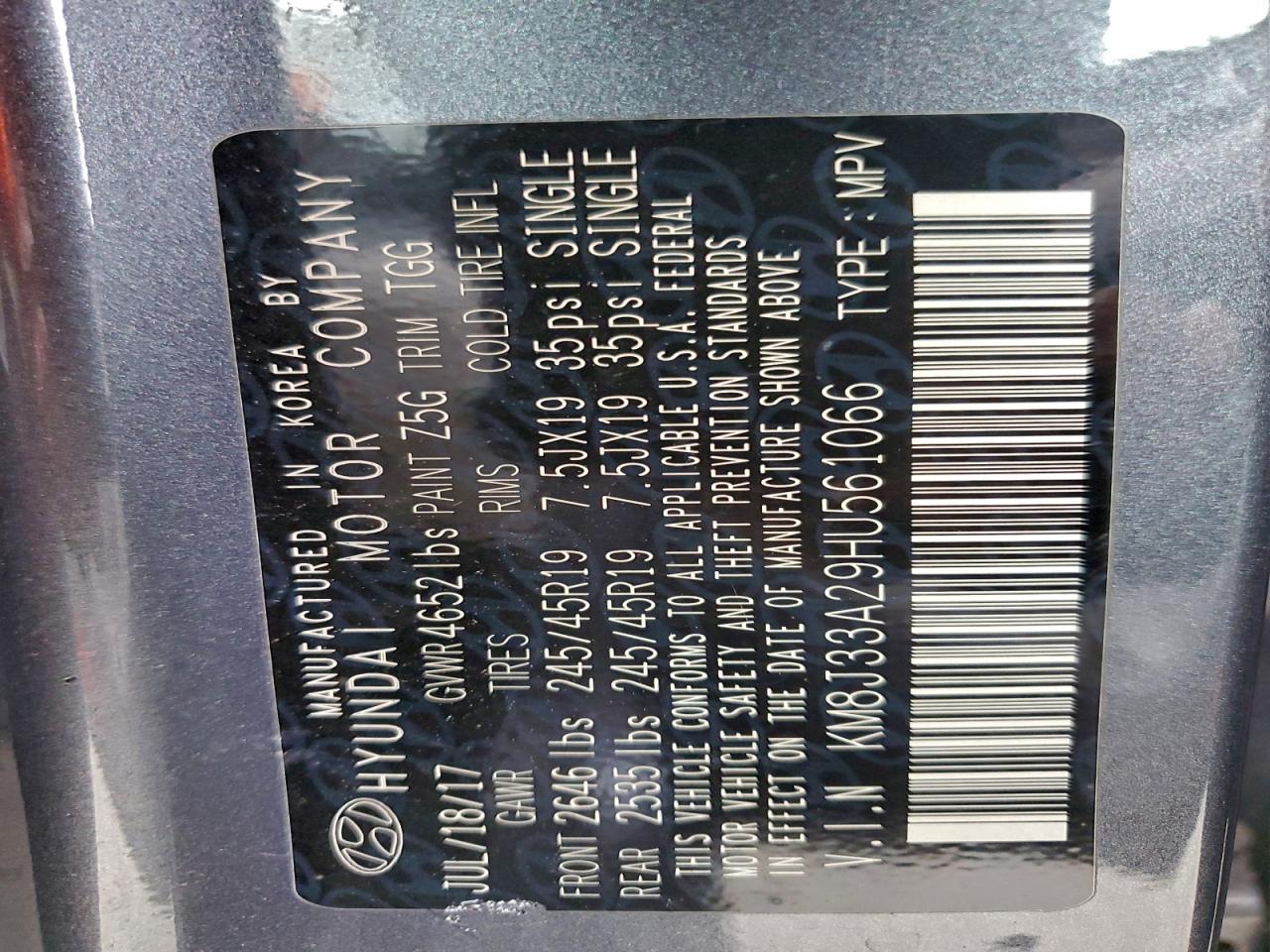 2017 Hyundai Tucson Limited VIN: KM8J33A29HU561066 Lot: 94315275