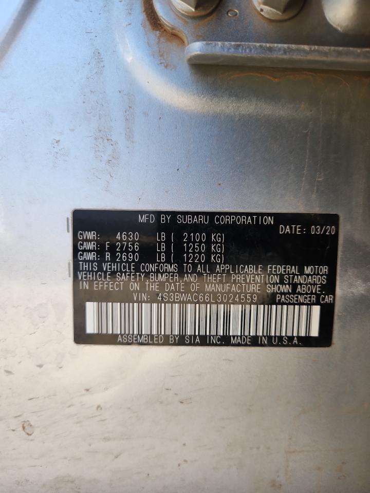 2020 Subaru Legacy Premium VIN: 4S3BWAC66L3024559 Lot: 91061405