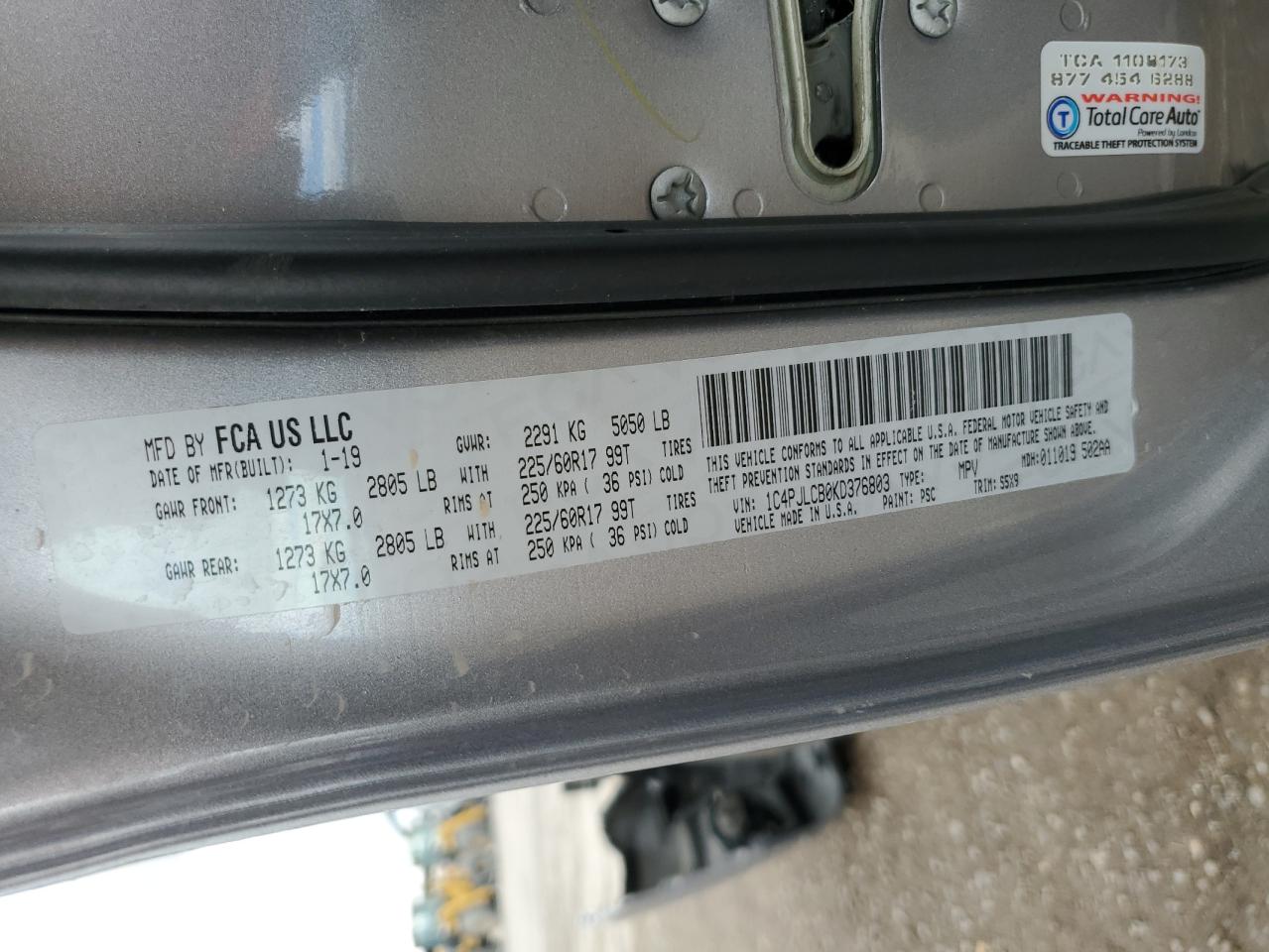 2019 Jeep Cherokee Latitude VIN: 1C4PJLCB0KD376803 Lot: 93527705