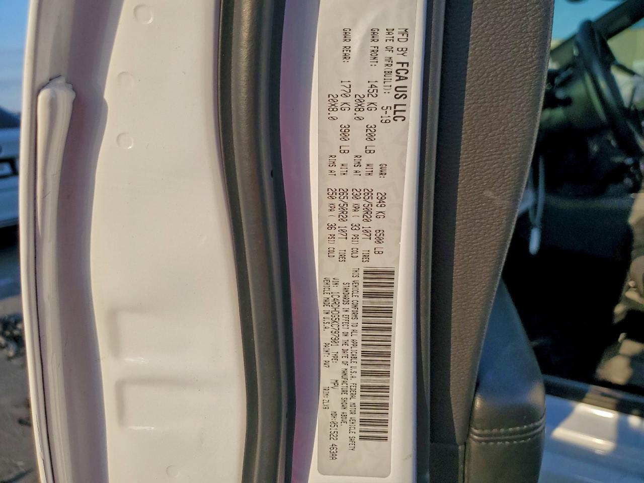 2019 Dodge Durango Gt VIN: 1C4RDHDG5KC797901 Lot: 93056565