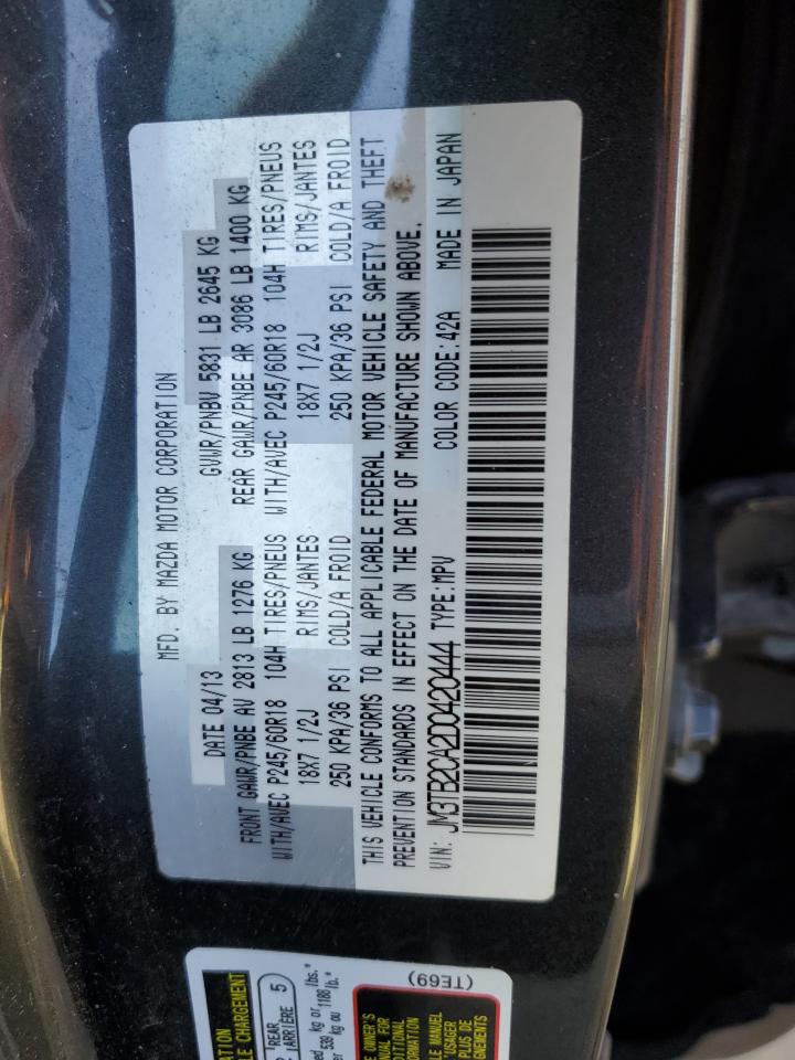 2013 Mazda Cx-9 Touring VIN: JM3TB2CA2D0420444 Lot: 91246605