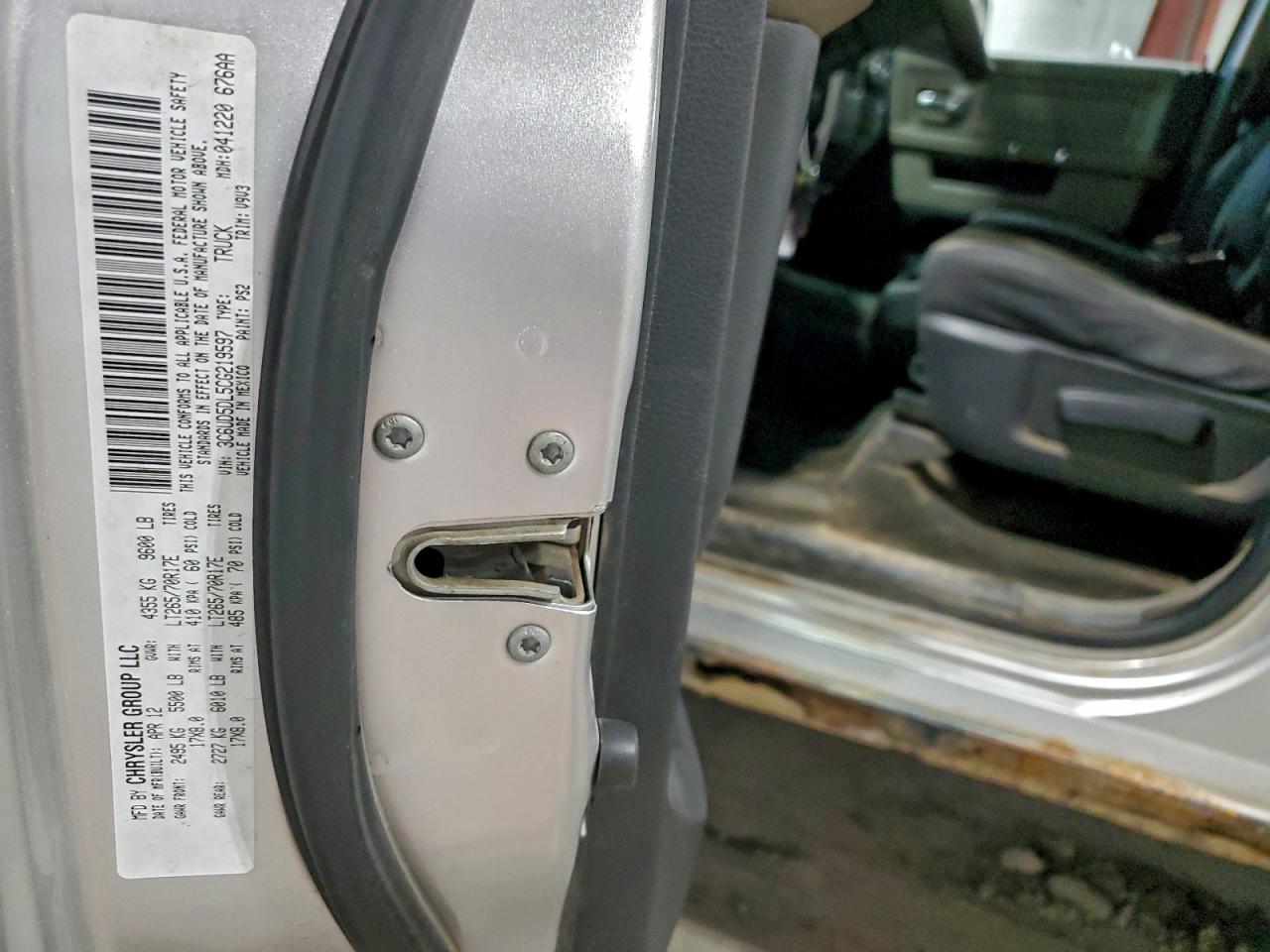 2012 Dodge Ram 2500 Slt VIN: 3C6UD5DL5CG219597 Lot: 93804075