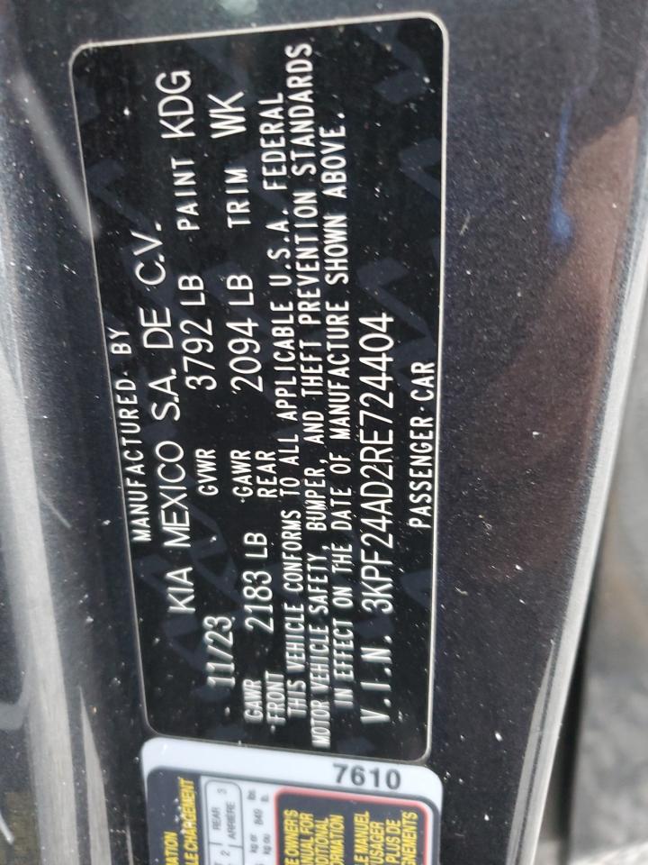 2024 Kia Forte Lx VIN: 3KPF24AD2RE724404 Lot: 92070155